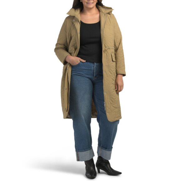 AVEC LES FILLES sage Plus Quilted Hooded Anorak Jacket - Picture 1 of 2